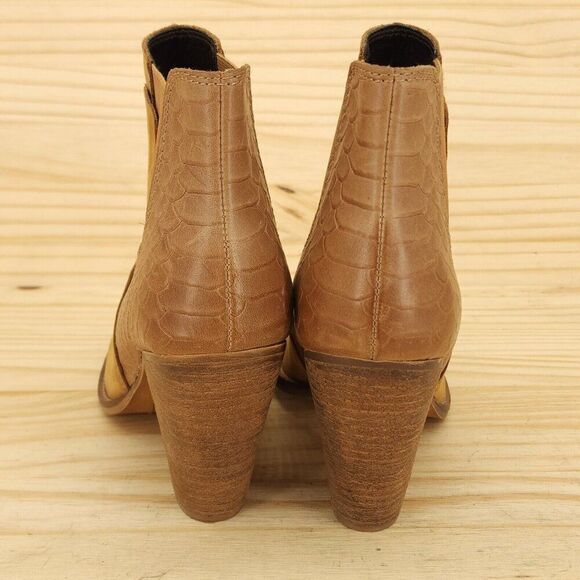 Aldo Womens Boots Sz 7.5 Brown Leather Stacked Heel Chelsea Booties Western Boho - Picture 4 of 9